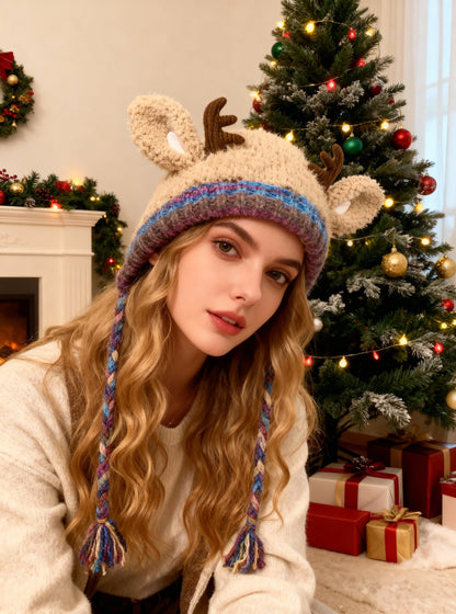 🎅🎄🦌Handmade Knitted Christmas Antler 2-in-1 (Hat/Handbag)🧶2
