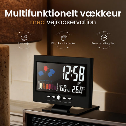 🔥Sommerkampagne 49% OFF -🌤️💦Digital temperaturmonitor Vejrudsigt LED-vækkeur