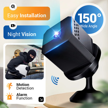 📹 50 % RABAT NU! 🌙 Mini Smart HD-overvågningskamera – nattesyn, bevægelsesdetektering og tovejslyd 🔒