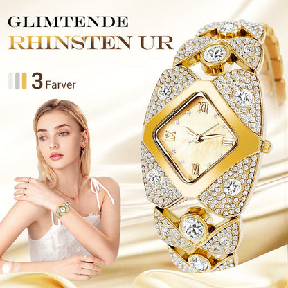 💜SIDSTE DAGS TILBUD - 50% RABAT💜Retrokvartsur med funklende rhinsten⌚