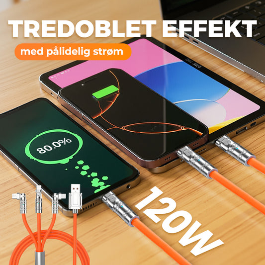🔥120W 3-i-1 180° Roterende Hurtigopladningskabel⚡