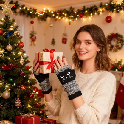 🐱 Søde strikkede kattehandsker til kvinder — til varme hænder og frie fingre🧶