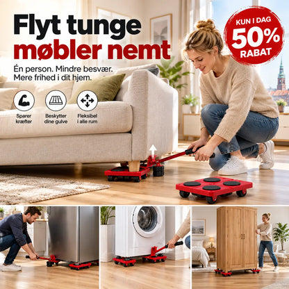 🛋️ 50 % RABAT! Løft og flyt med mindre besvær – møbelflyttesæt til op til 363 kg med gulvskånende puder