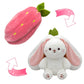 🍓Strawberry Bunny forvandlet til lille kanin🎀 Frugtdukke Plyslegetøj🐰