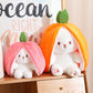 🍓Strawberry Bunny forvandlet til lille kanin🎀 Frugtdukke Plyslegetøj🐰