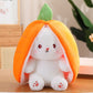 🍓Strawberry Bunny forvandlet til lille kanin🎀 Frugtdukke Plyslegetøj🐰