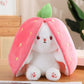 🍓Strawberry Bunny forvandlet til lille kanin🎀 Frugtdukke Plyslegetøj🐰