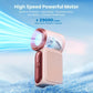 Mini håndholdt ventilator med LED-display – 👍 5-trins turbo lommeventilator. ✨ USB-genopladelig, højhastighedskøling til rejser & makeup. Perfekt gave. Bærbar køling