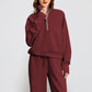 ✨Special Sale 49%OFF🔥Sæt med højhalset pullover med lynlås og bukser med brede ben til kvinder