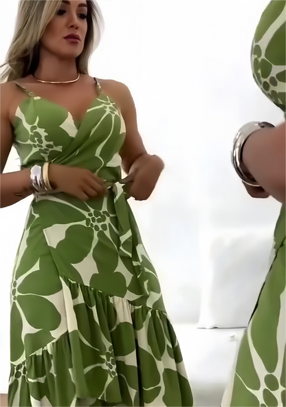 🏖️Summer Varmt salg 50% rabat 🌼Kvinder Casual Resort Print Gathered Tunic Dress