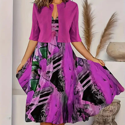 👗 50 % RABAT! 🌿 Elegant og raffineret todelt kjole til kvinder – matchende top og nederdel, slankende pasform og chic look ✨
