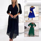 🌈2025 Trendy farver! V-hals chiffon fe-kjole 👗