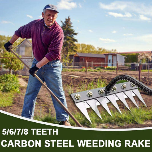 🌿 50 % RABAT NU! 🧤 Ukrudtsriver med 5/6/7/8 tænder i kulstofstål – holdbar, ergonomisk håndtag og effektiv ukrudtsbekæmpelse 🌱