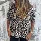 Leopard Print Crew Neck Stretch Top til kvinder
