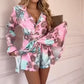 🔥Hot Sale🔥Women's Fashion Floral Waisted Long Sleeve Dresses