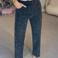 🔥50% RABAT🔥Jeans med lige ben og rhinestones