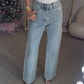 🔥50% RABAT🔥Jeans med lige ben og rhinestones