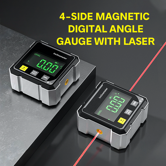 4-sidet magnetisk digital vinkelmåler med laser