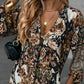 🔥Elegant V-hals langærmet kjole med print 👗 – Figurfremhævende til forårste/date nights