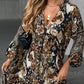 🔥Elegant V-hals langærmet kjole med print 👗 – Figurfremhævende til forårste/date nights