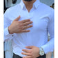 ⏳Efterårskollektion i begrænset oplag💥Casual slim fit skjorte i ensfarvet design til mænd
