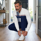 💎 50 % RABAT! 💎 Herre-sæt med pullover og bukser med grafisk print – kvartlængde lynlås, åndbart polyester og moderne, koordineret look 👕👖