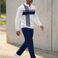 💎 50 % RABAT! 💎 Herre-sæt med pullover og bukser med grafisk print – kvartlængde lynlås, åndbart polyester og moderne, koordineret look 👕👖
