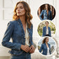 🧥 50 % RABAT NU! 🌸 Denimjakke til kvinder med flæser og åben front – Let og feminin – Alsidig og chic 👗
