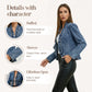 🧥 50 % RABAT NU! 🌸 Denimjakke til kvinder med flæser og åben front – Let og feminin – Alsidig og chic 👗