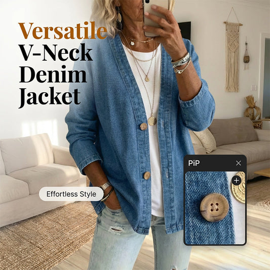 🥇Sidste dag med 50 % rabat!🍊Klassisk denimjakke til kvinder med knapper foran🎀