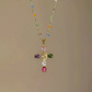 ✨ Køb 1, få 1 gratis! 💎 Farverigt halskæde med kryds i rhinestones – Blændende flerfarvet og justerbar kæde – Letvægts-statement-smykke 🌈
