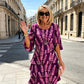 👗 40 % RABAT! ✨ Lagdelt midikjole – blomstermønster, slidsede ærmer, flagrende, elegant 🌸