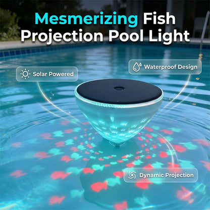 🌊🌞Sommertilbud – 50 % rabat!!🌟Flydende solcellelampe til poolen med fiskeprojektion