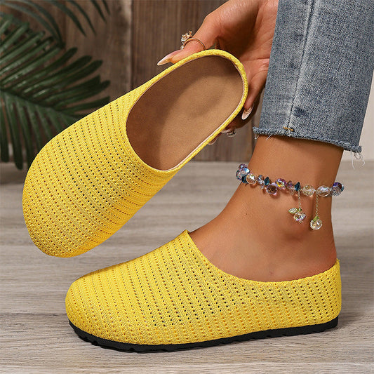 🔥50 % RABAT! 👟Åndbare strikkede slip-on-mules til kvinder – Luftige, behagelige, nemme at glide i☀️✨