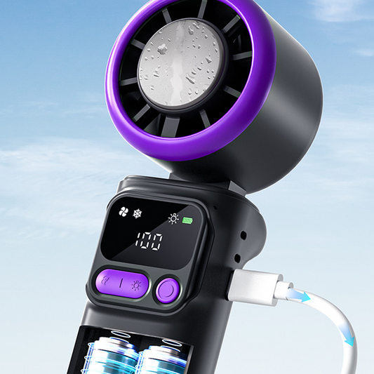 ⏳Tidsbegrænset tilbud⏰Bærbar ventilator med iskompressionsplade – fordampningskøling, 3 hastighedsindstillinger og genopladeligt batteri – perfekt til varme dage, på kontoret og udendørs ✨