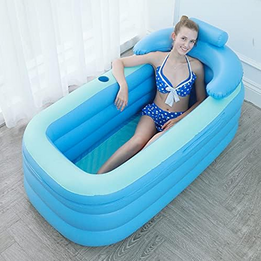 🛁 BEGRÆNSET TID: 50 % RABAT! 💫 Oppusteligt badekar til voksne – med boblebund, tre lag, spa derhjemme ✨