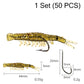 50PCS Lifelike Shrimp Lures Set with Hooks