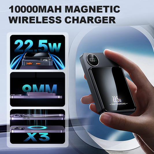 🔋✨Professionel magnetisk oplader til rejsende & professionelle 🧲| 22,5 W kabel & 15 W trådløs | 10.000 mAh | Hurtig levering💥