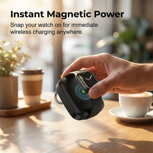 ⌚🔋 Powerbank til smartwatch – trådløs oplader, 1200 mAh, kompakt og stilfuld!