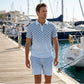 ⏳Limited-Time Special⏰Men's Geometric Print Collared Top & Shorts Set – Modern Pattern & Breathable Coordinated Look 🔷