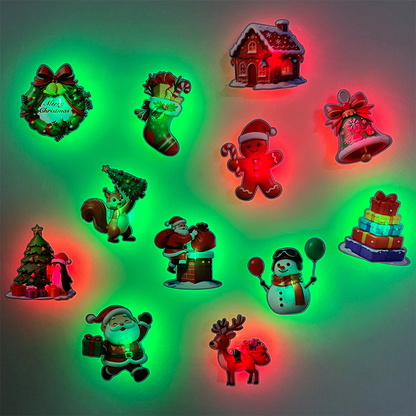 🎄 50 % RABAT! Julestemning på væggen – juleklistermærker med LED-lys