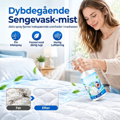 🛏️50% RABAT NU! Madras- og sengelinnedfriskspray – dybtrensende stoffmist, lugtneutraliserende hurtigtørrende spray til seng, sofa, pude og tæppe