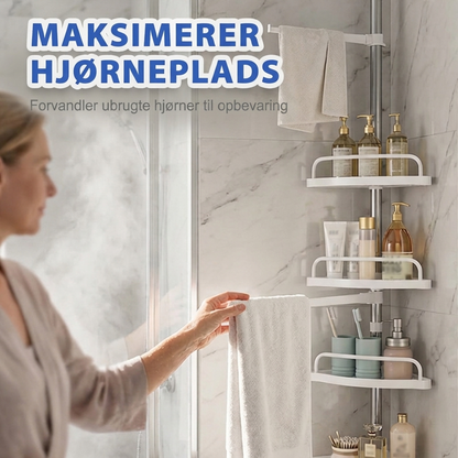 Justerbar teleskopisk hjørnebrusekurv